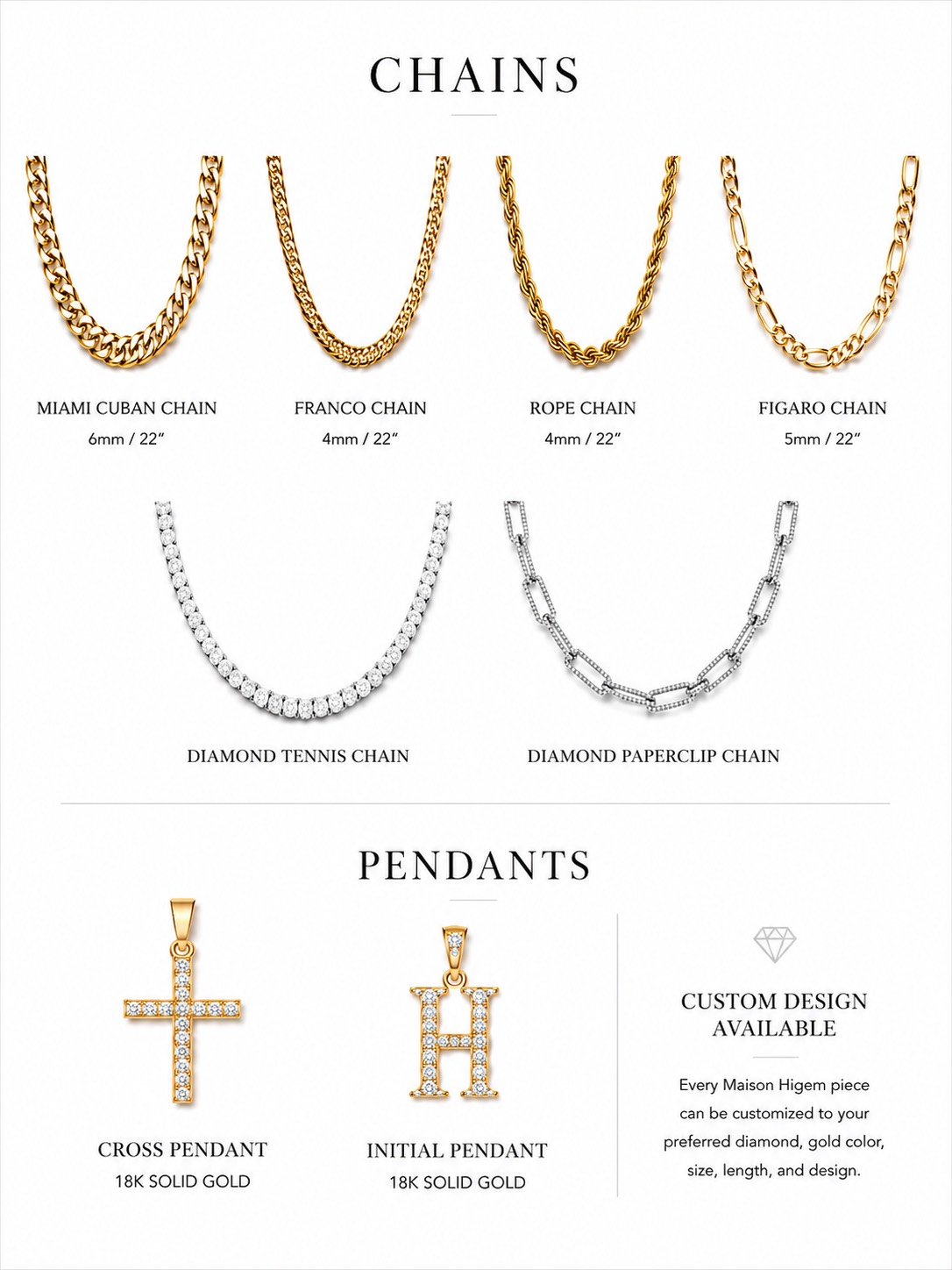 Gold chains and pendants